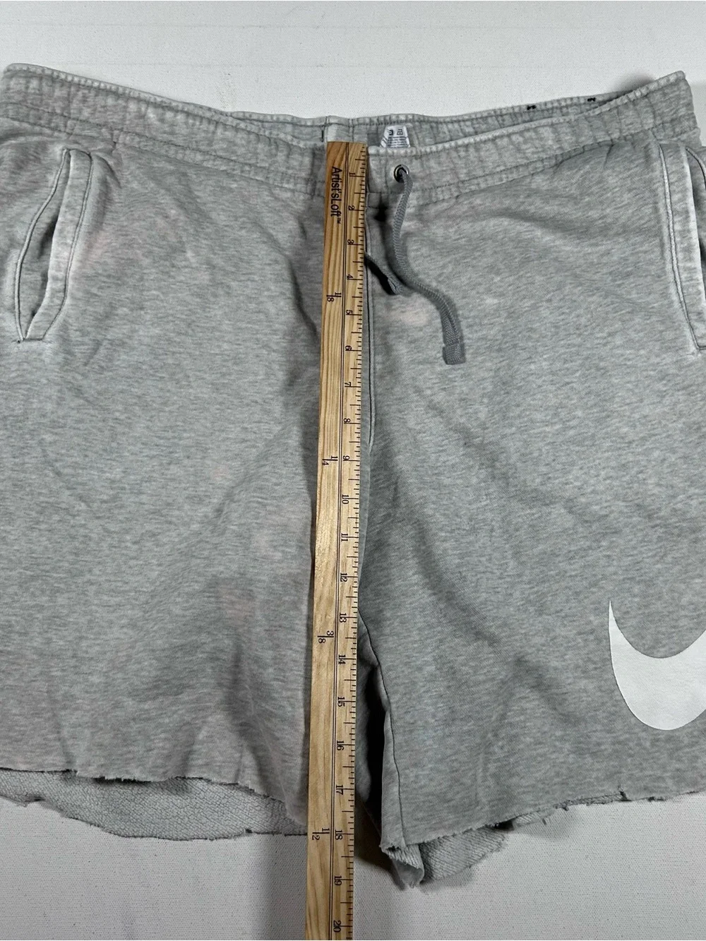 Vintage Nike Sweat Shorts Mens Large 40 Waist Gray Distressed Bleached Grunge